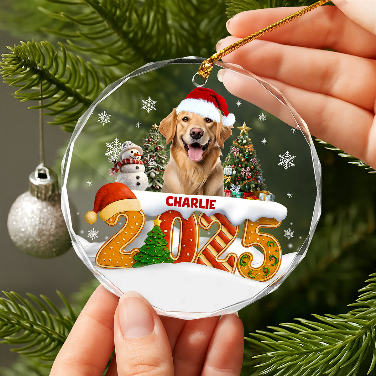 Custom Dog Christmas Cake Crew Photo - Personalized Glass Ornament CH07 899976
