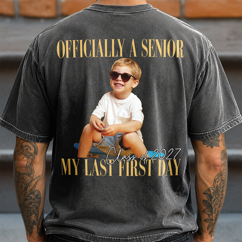 Personalised Vintage Photo And Year Senior - Officially A Senior - My Last First Day Back Comfort Shirt HA75 922074