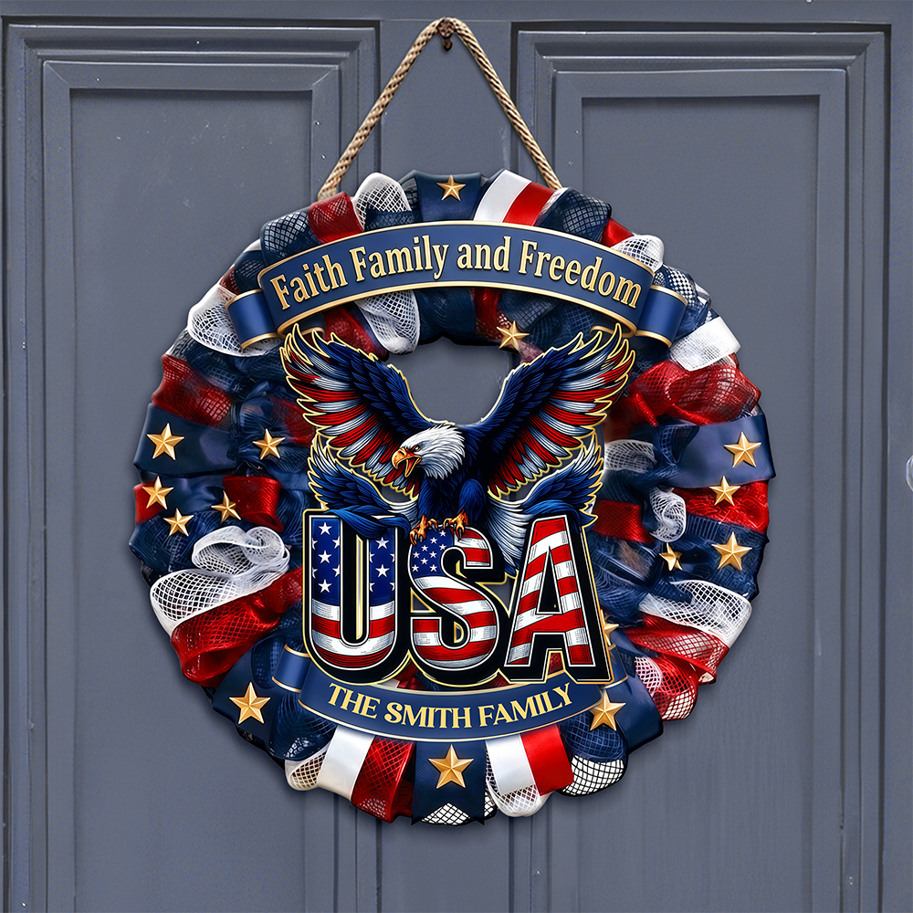 Custom Family Name Faith, Family & Freedom 250 Years America Door Sign HA75 920760