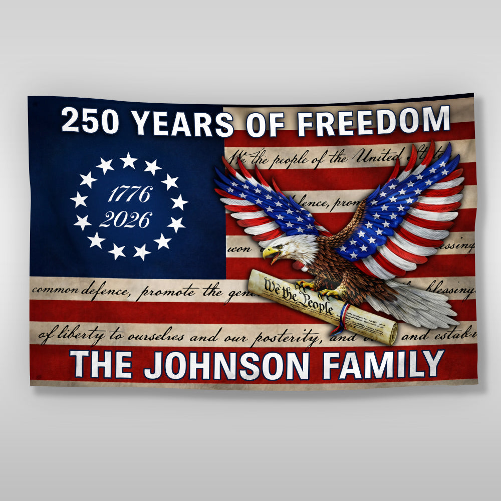 Custom Family Name USA 250 Years of Freedom House Flag HO82 901602