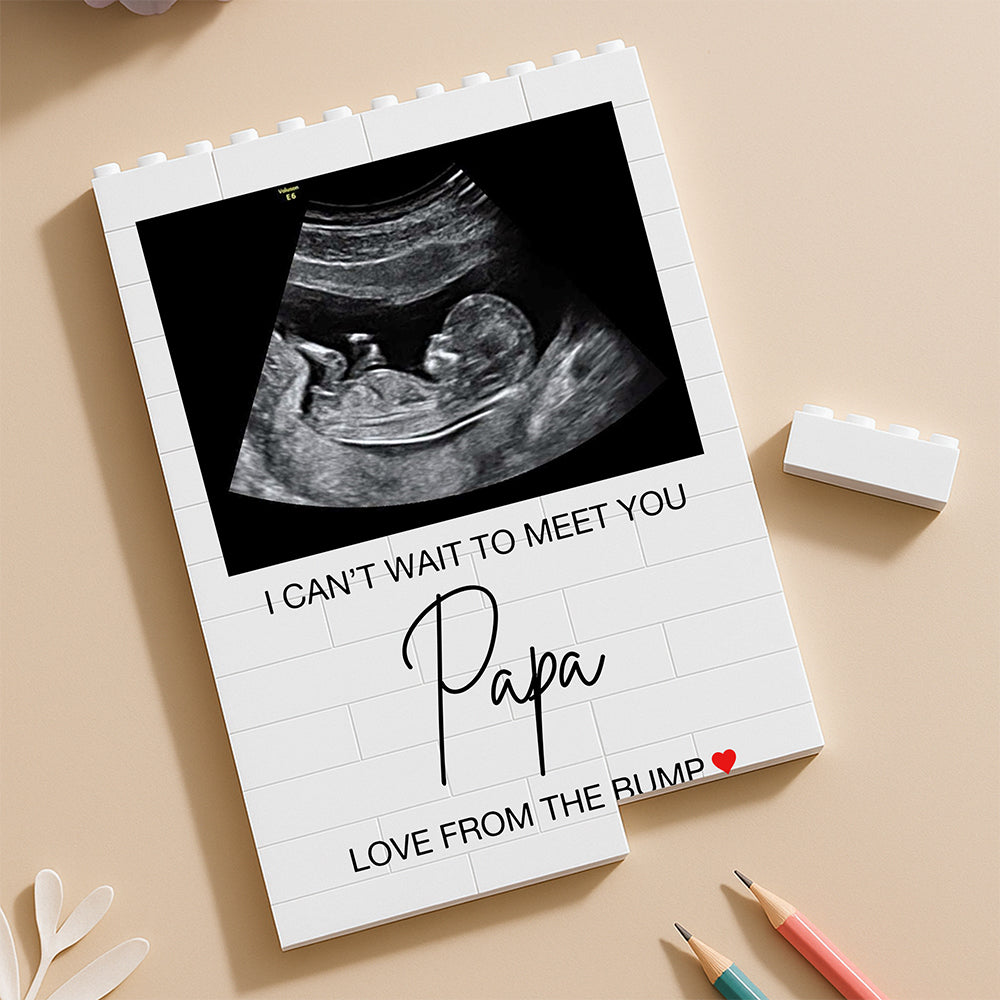 Custom Photo Baby Scan Can't Wait To Meet Daddy Building Block, New Baby Gift LM32 669069
