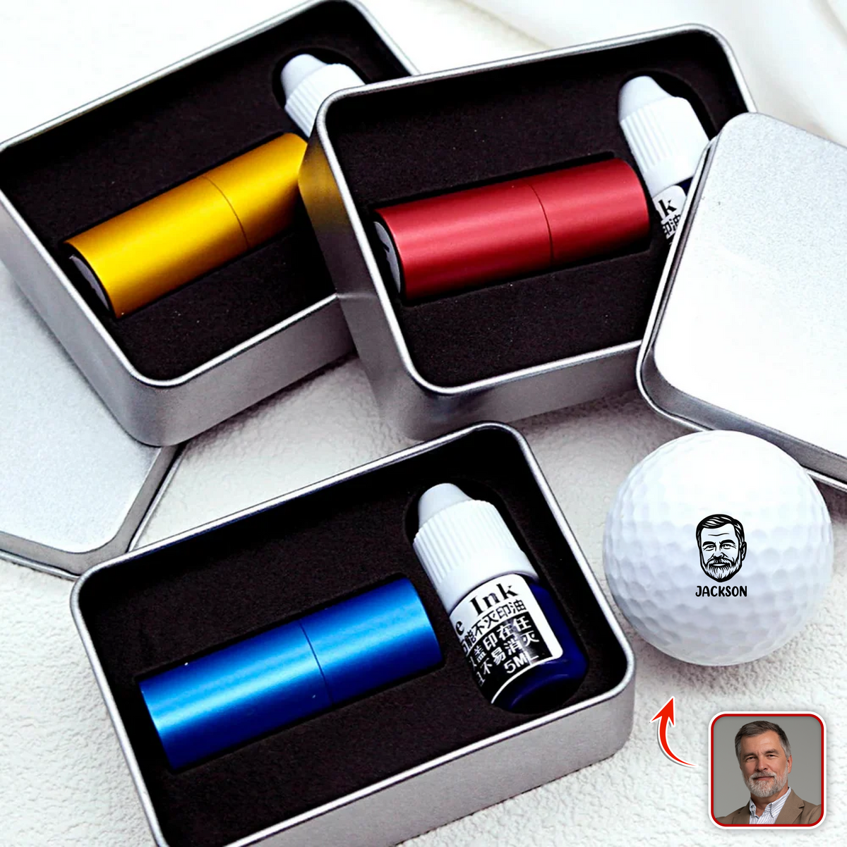 Custom Portrait With Name Golf Ball Stamp For Golfer CH07 899356