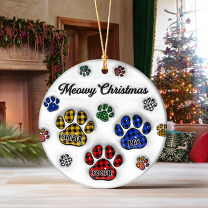 Pawy Meowy Christmas 3D Inflated Effect Ceramic Ornament Personalized Gift For Dog Cat Lover HO82 894640