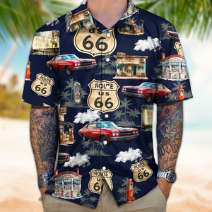 Custom Car Photo Rout 66 Authentic Hawaiian Shirt TH10 892551