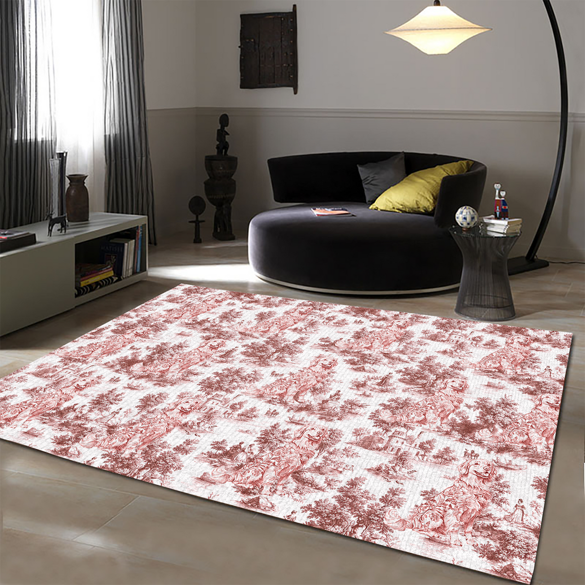 Personalized Dog Toile De Jouy Rug Gift For Dog Lovers HO82 894182