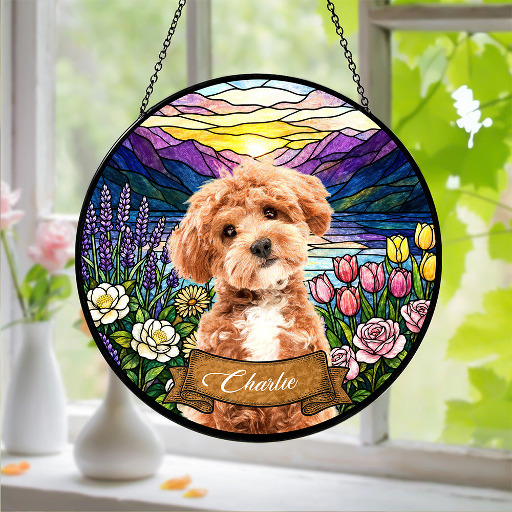 Custom Dog Portrait Stained Glass Suncatcher Gift For Dog Mom CH07 180168