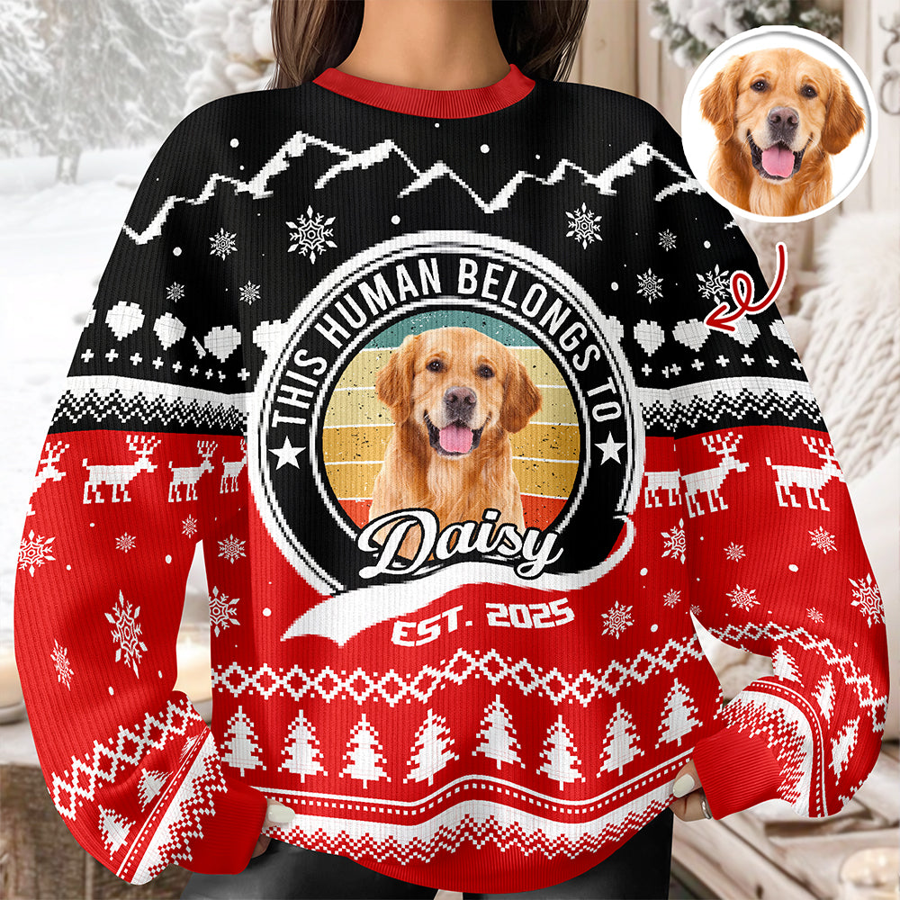 Custom Photo Human Belongs Dog Ugly Sweater For Pet Lovers HO82 900020