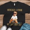 Personalised Vintage Photo And Year Senior - Officially A Senior - My Last First Day Dark Shirt HA75 922076