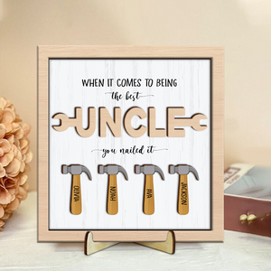 Personalized The Best Dad You Nailed It Square Wooden Plaque With Stand LM32 893573