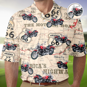 Custom Motorcycle Photo Route 66 For Motorcycle Lover Polo Shirt CH07 895682