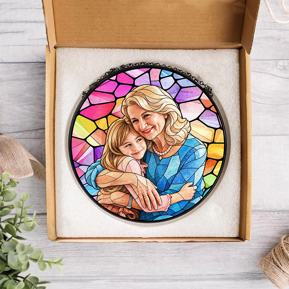 Custom Photo Stained Glass Suncatcher For Family TH10 170905
