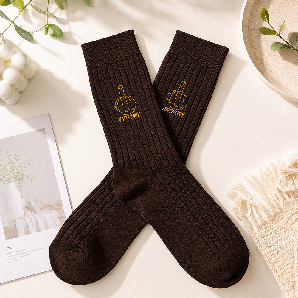Custom Name Middle Finger Embroidered Socks Meme Fun Gift HA75 921918