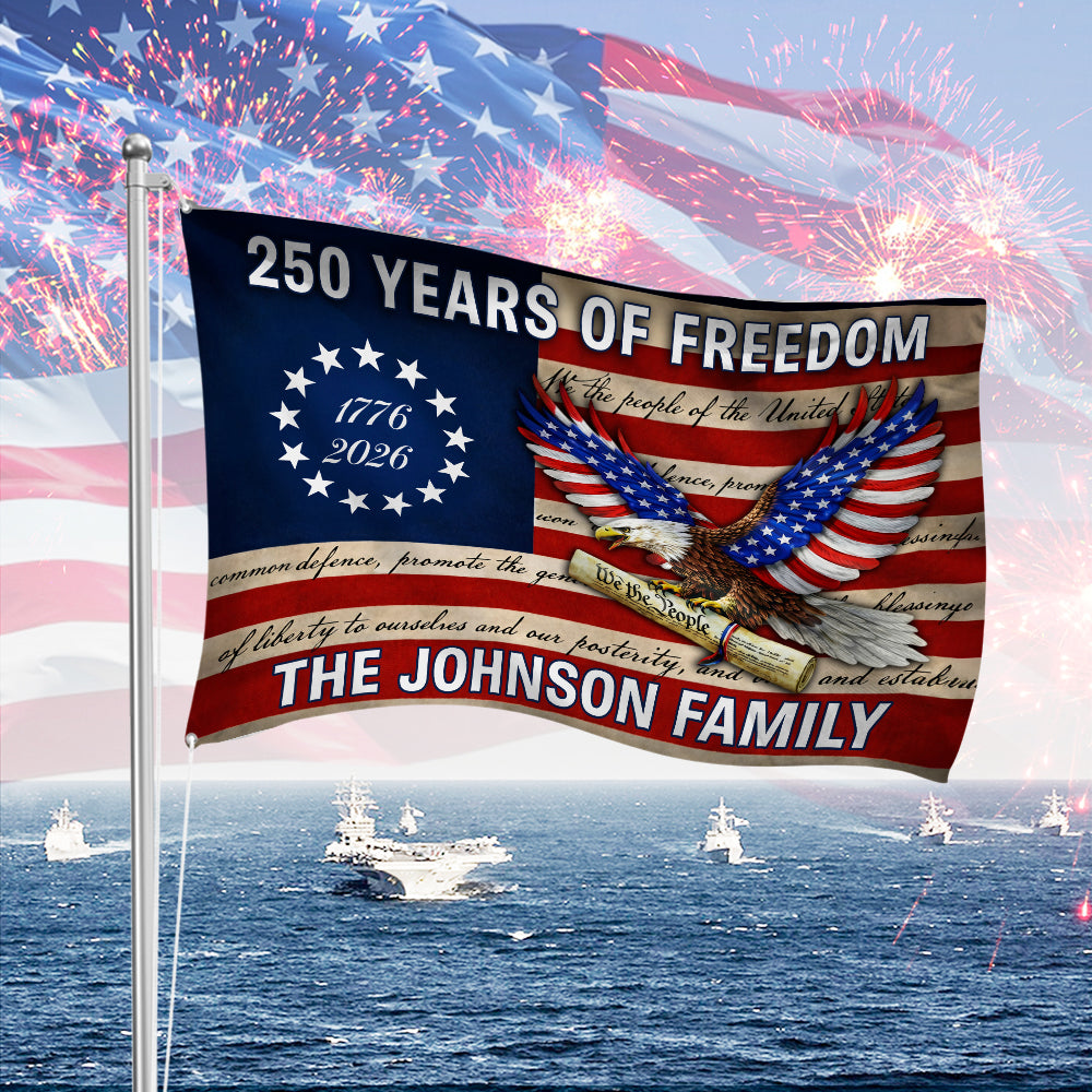 Custom Family Name USA 250 Years of Freedom House Flag HO82 901602
