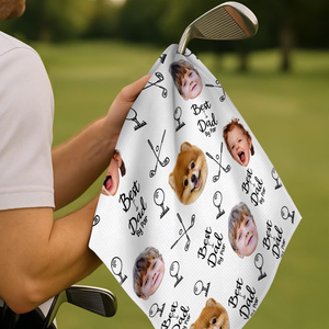 Custom Face Photo Best Dad By Par Dog Family Golf Towel LM32 893643