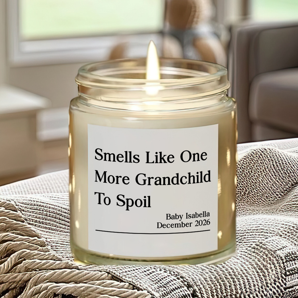Custom Pregnancy Announcement Scented Candle – Baby Reveal Gift for Parents & Grandparents LM32 899801