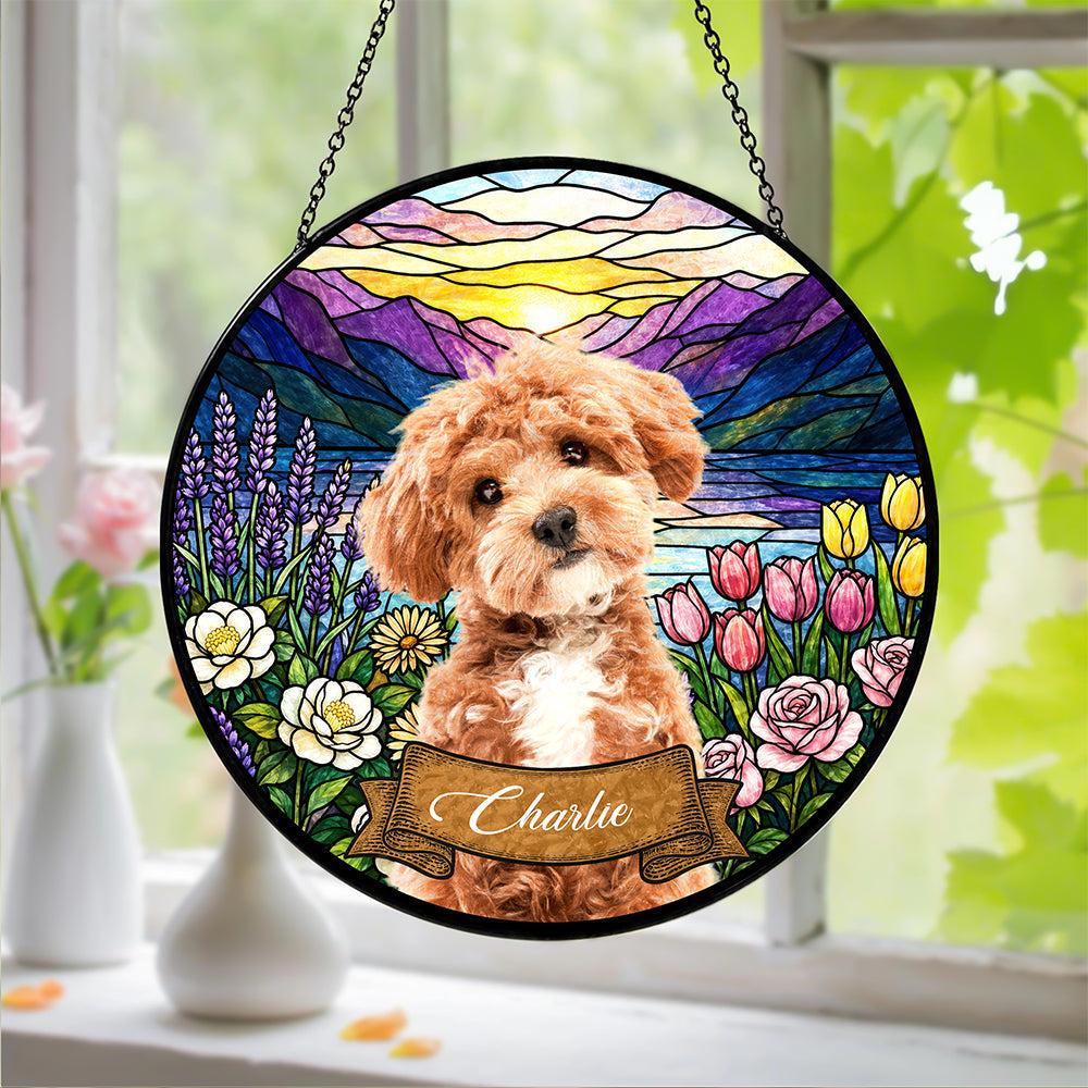 Custom Dog Portrait Stained Glass Suncatcher Gift For Dog Mom CH07 180168