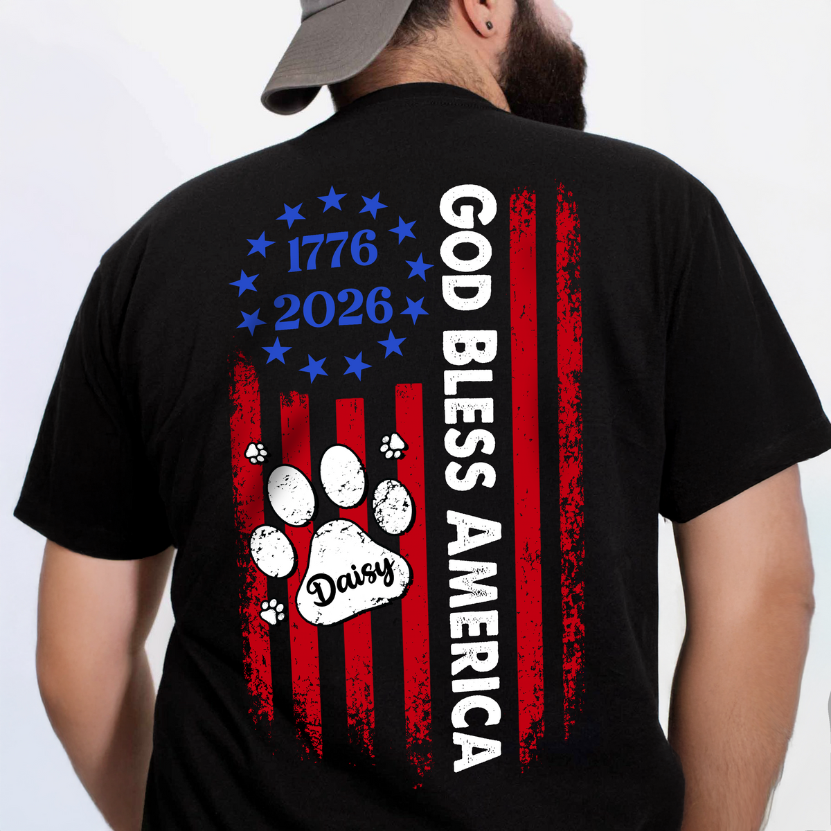 Custom Name Best Dog Dad Ever Paw American Flag Back Shirt LM32 897999
