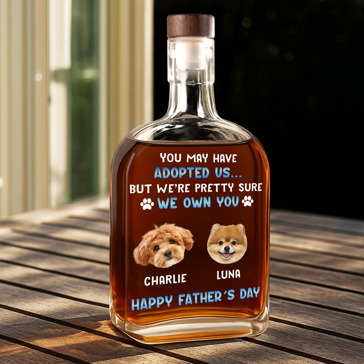Custom Photo I Own You For Sure Whiskey Bottle Father's Day Gift For Dog Dad HA75 892500