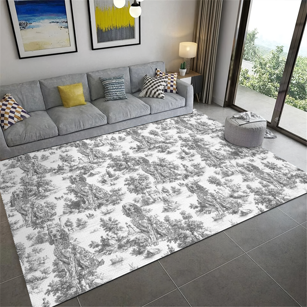 Personalized Dog Toile De Jouy Rug Gift For Dog Lovers HO82 894182