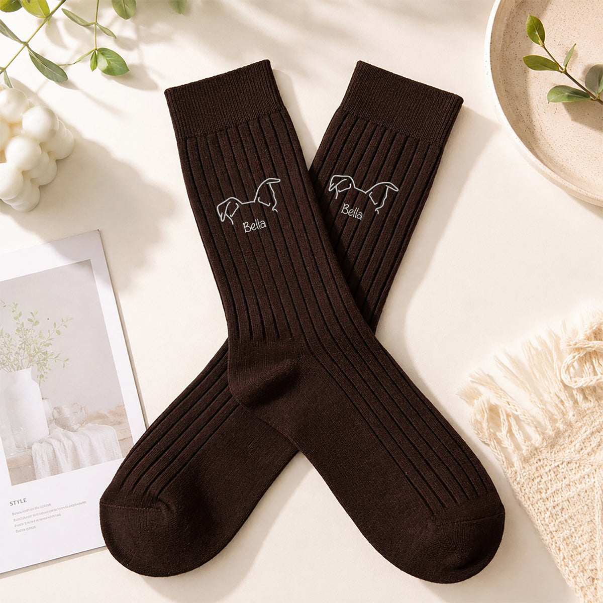 Personalized Dog Ears Embroidered Socks For Dog Lovers CH07 180430