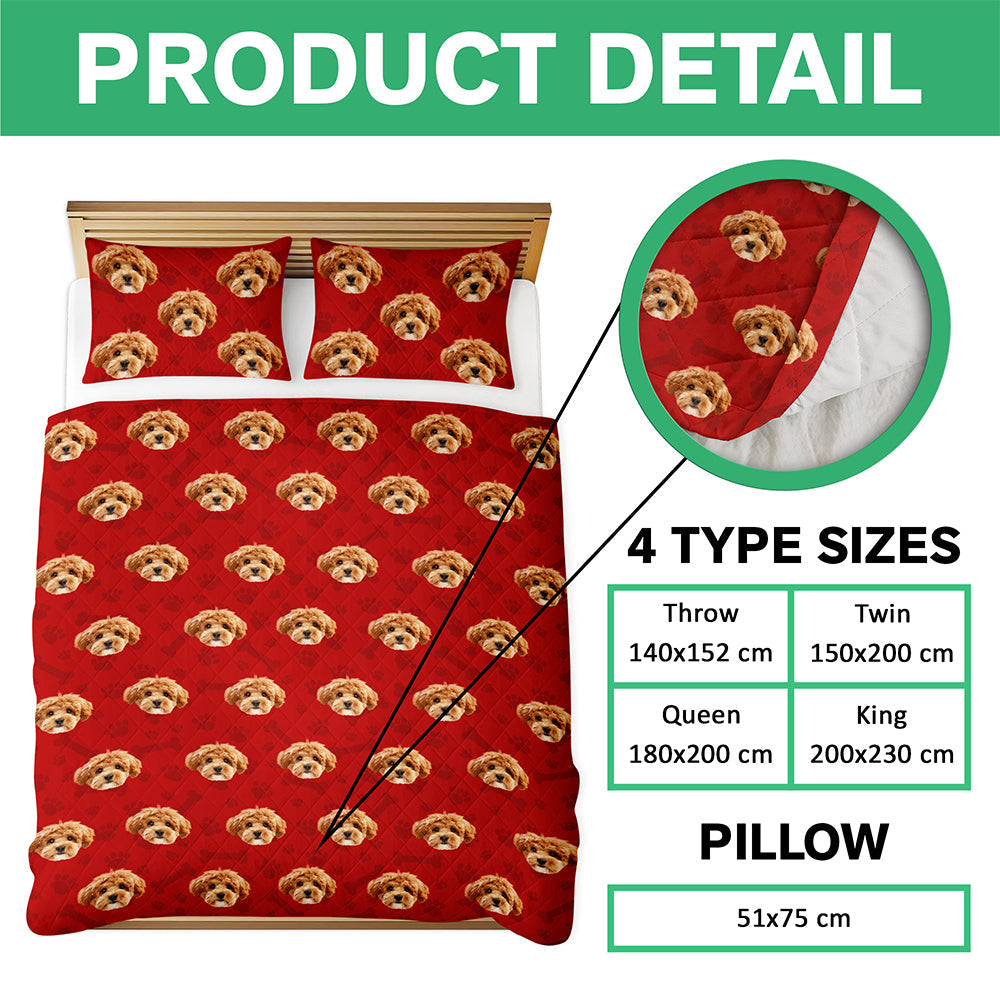 Custom Photo Dog Cat With Paw Quilt Bedding Set HO82 900714