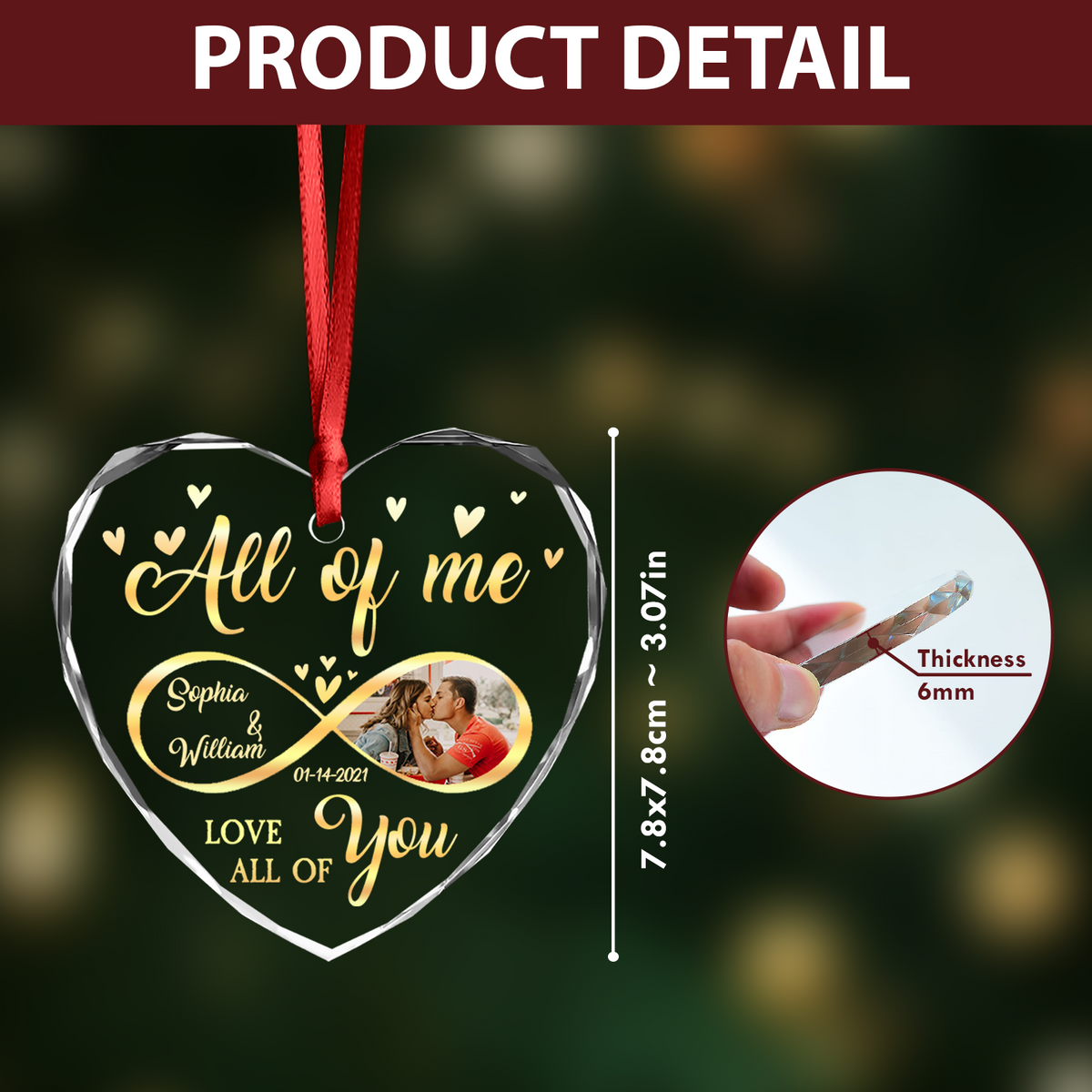 Custom Photo All Of Me Loves All Off You Couple Heart Shape Glass Ornament HA75 892836