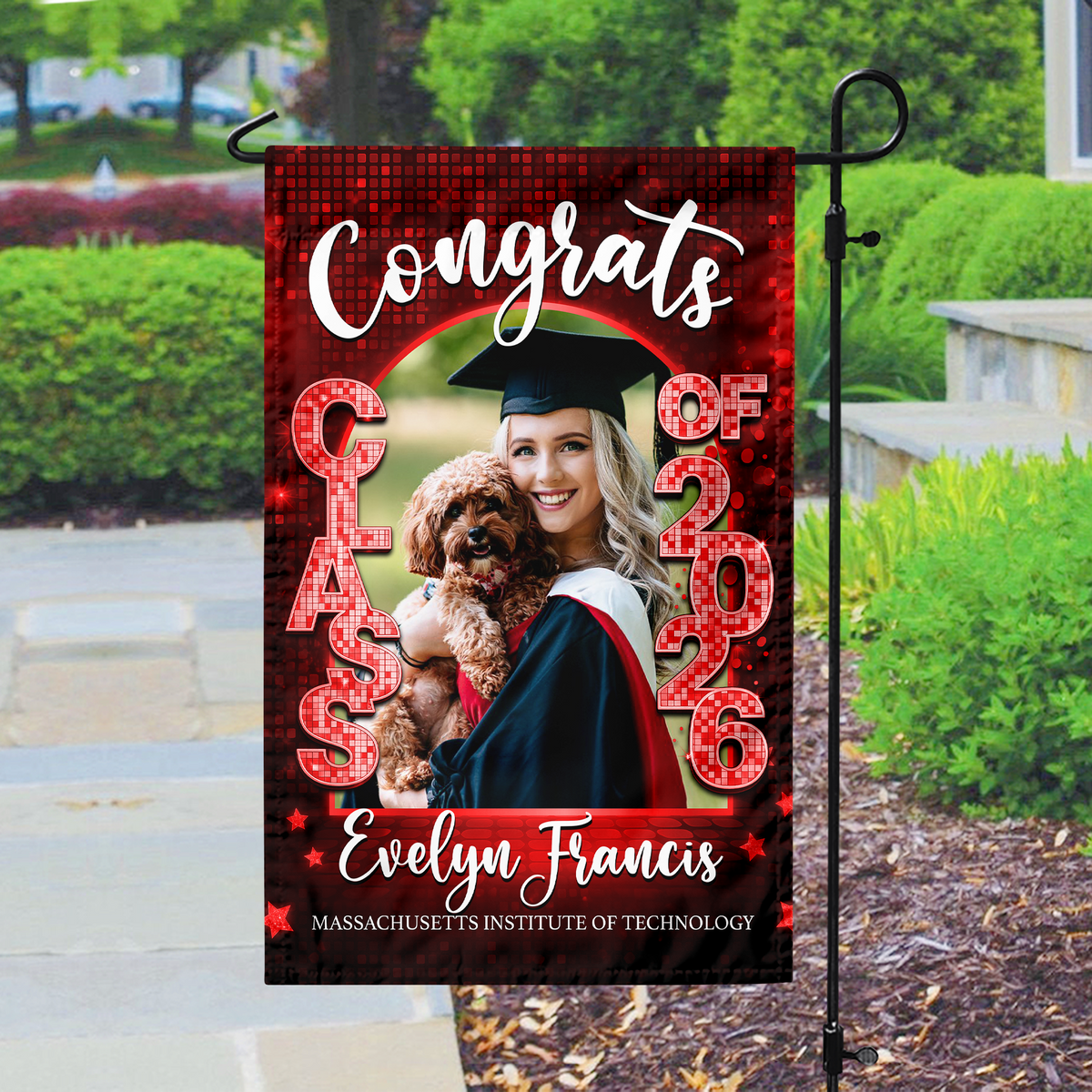 Custom Photo Class of 2026 Graduation Garden Flag, Personalized Congrats Grad Outdoor Decor HO82 901884