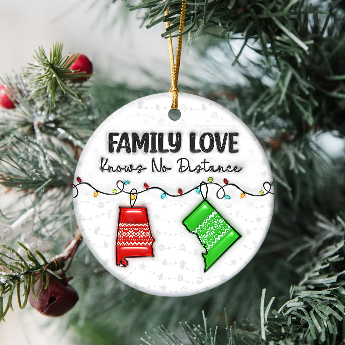 Family Love Knows No Distance 3D Inflated Effect Ceramic Ornament Personalized Gift HO82 894552