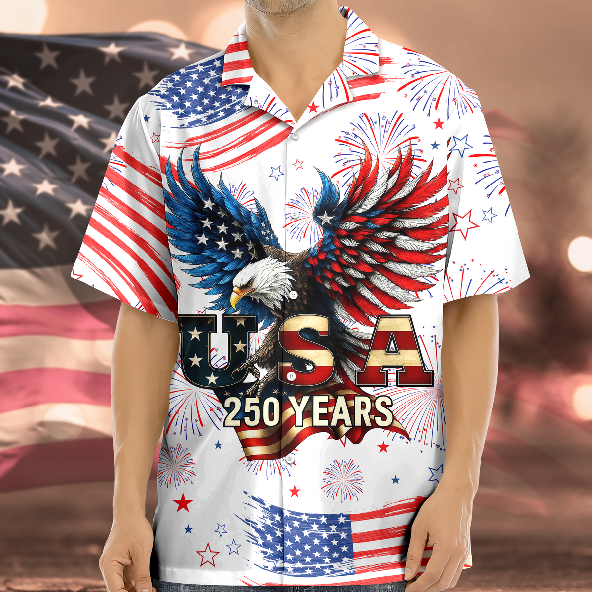 Patriotic Bald Eagle USA 250 Years Hawaii Shirt HA75 920148