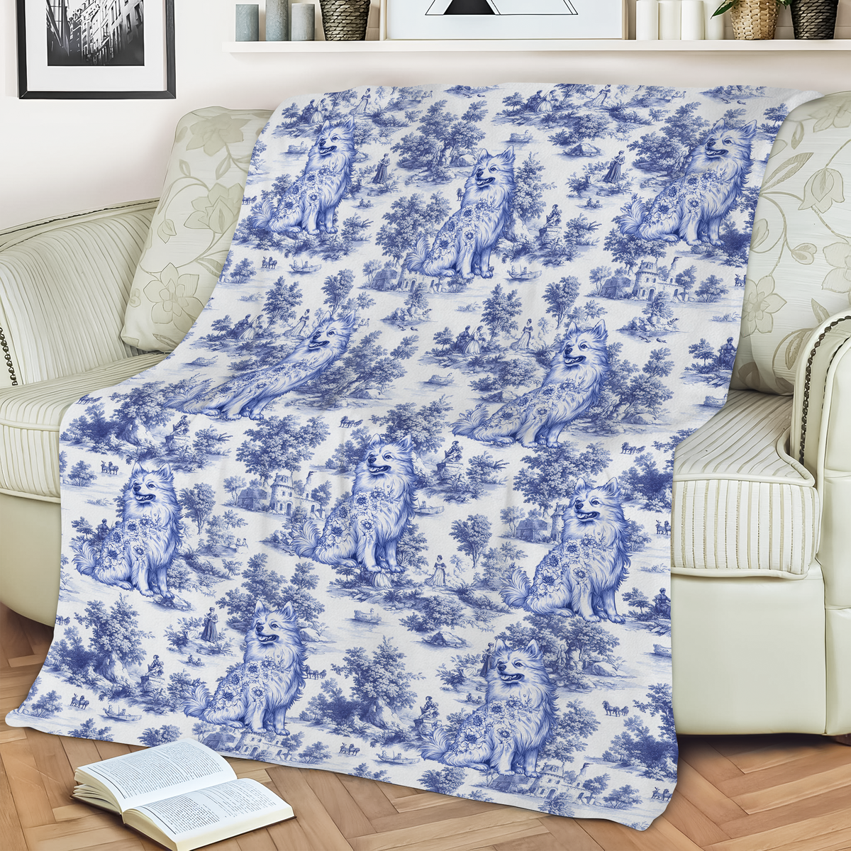 Personalized Dog Toile De Jouy Blanket For Dog Lovers HO82 894180
