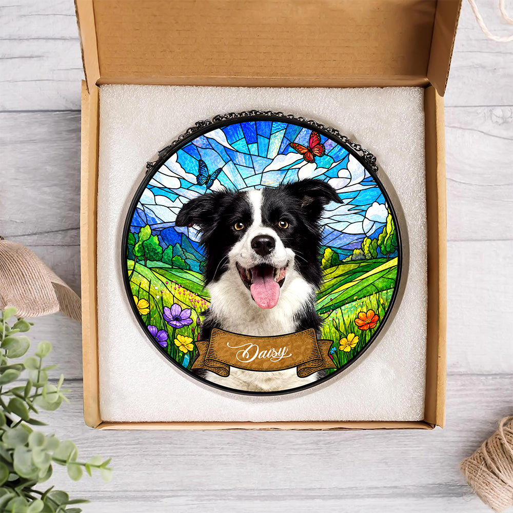Custom Dog Portrait Stained Glass Suncatcher Gift For Dog Mom CH07 180168