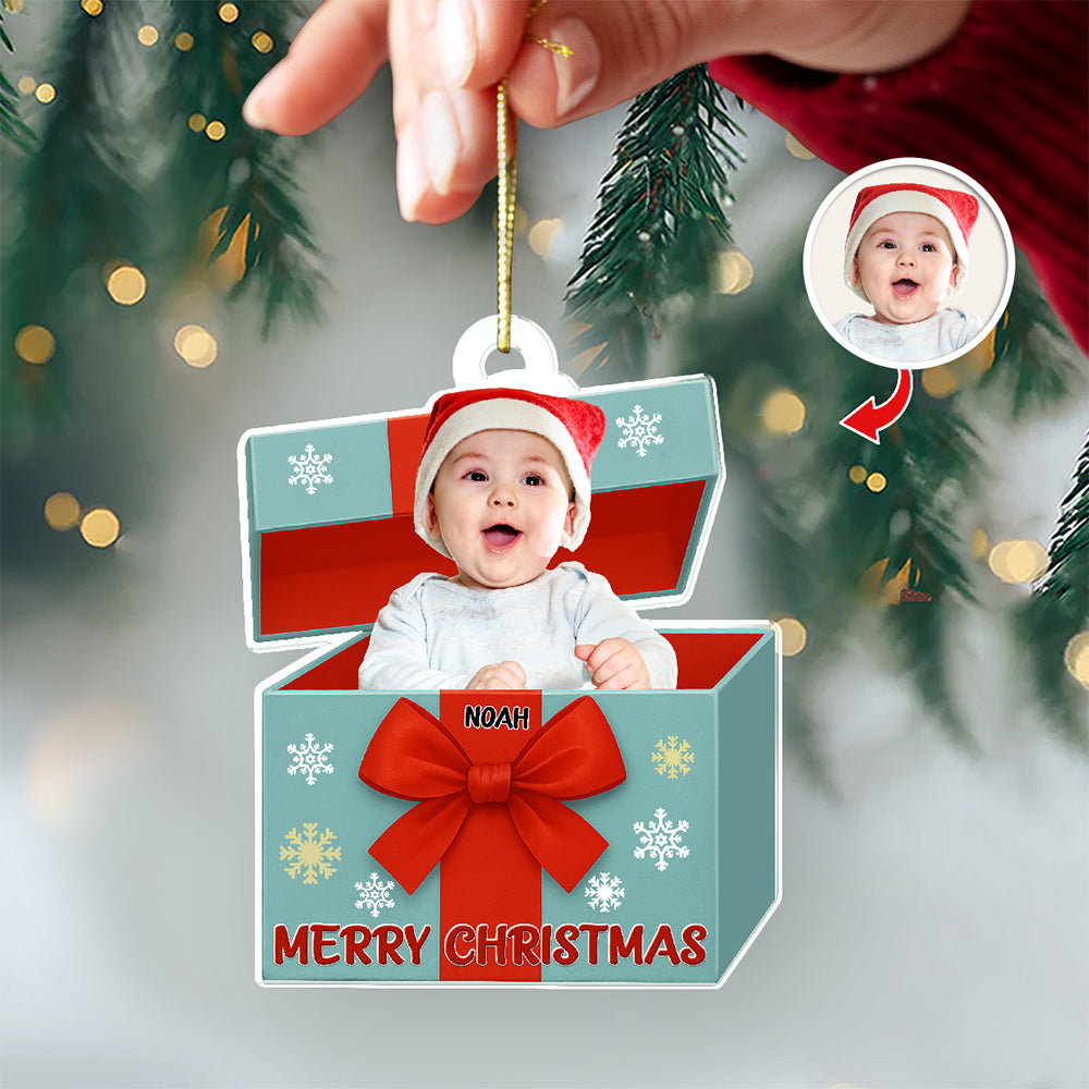 Custom Kid Photo Merry Christmas Acrylic Ornament HO82 900012