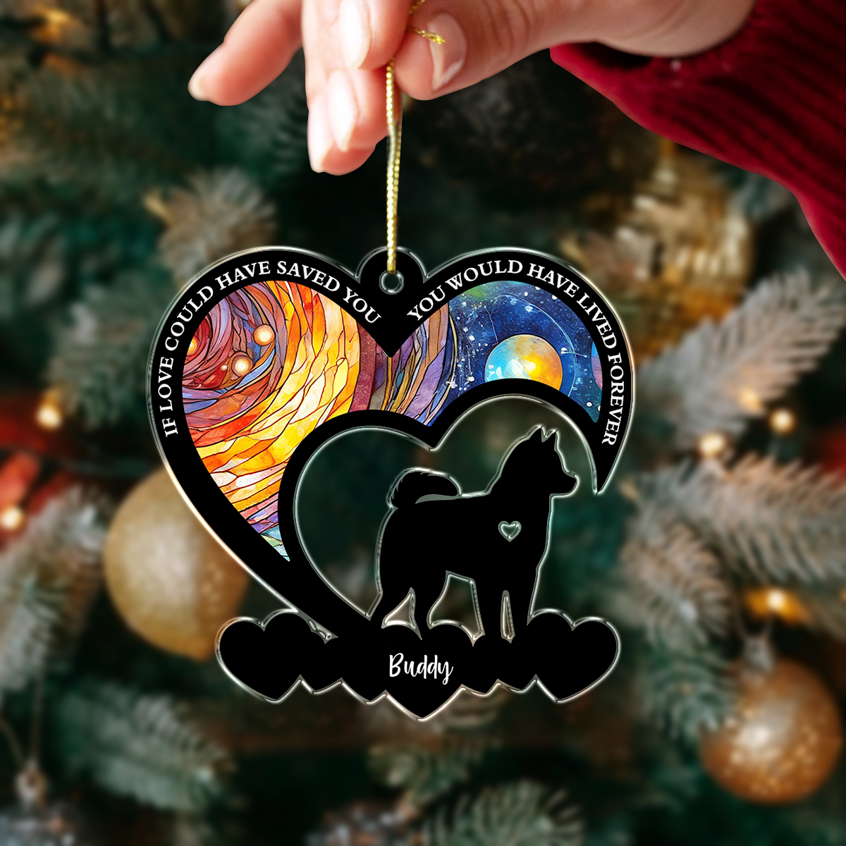 No Longer By My Side But Forever in My Heart Personalized Dog Memorial Acrylic Ornament LM32 893851