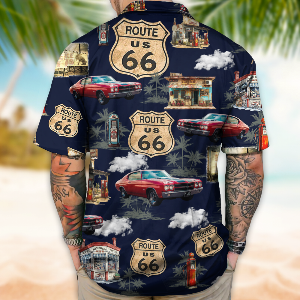 Custom Car Photo Rout 66 Authentic Hawaiian Shirt TH10 892551