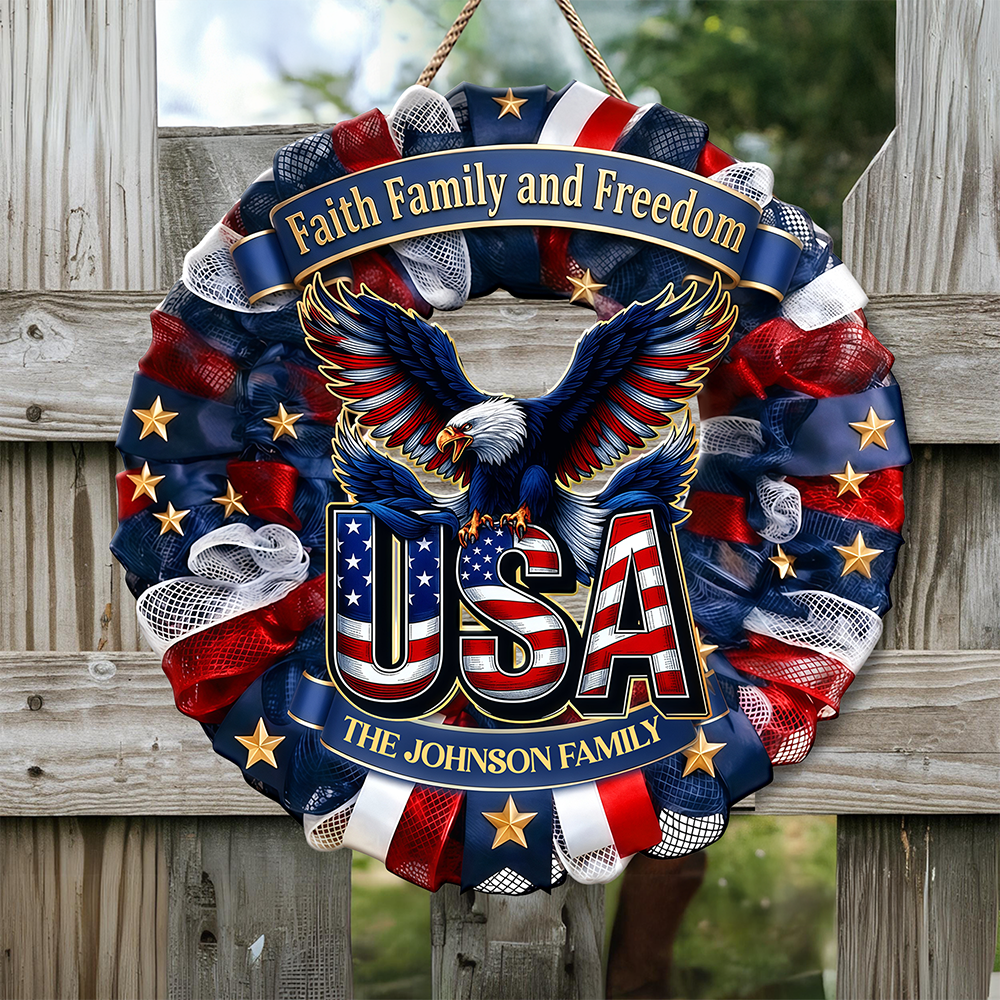 Custom Family Name Faith, Family & Freedom 250 Years America Door Sign HA75 920760