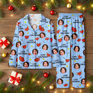 Custom Face Photo I Love You Cute Hearts Pajamas Perfect Gift for Couples LM32 897413