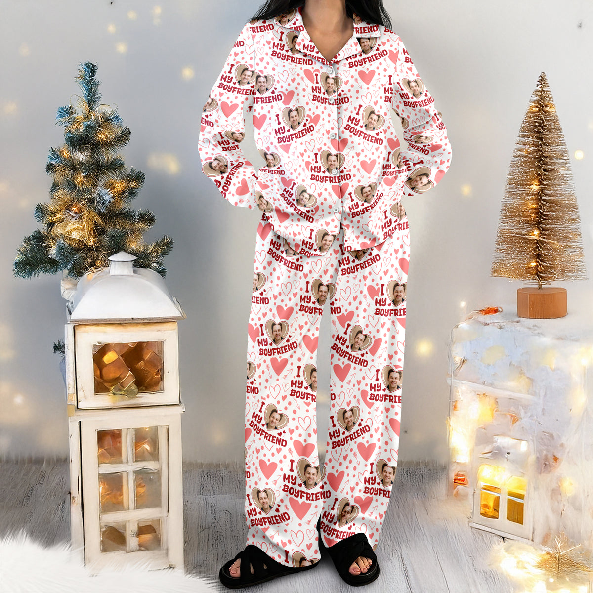 Custom Photo I Love My Boyfriend/Girlfriend Pajamas Gift For Couple LM32 897469
