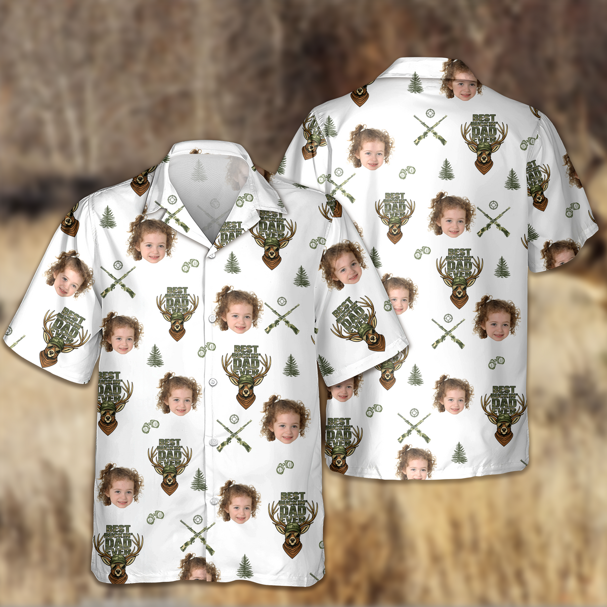 Best Buckin' Dad Ever - Personalized Photo Hawaii Shirt CH07 895746