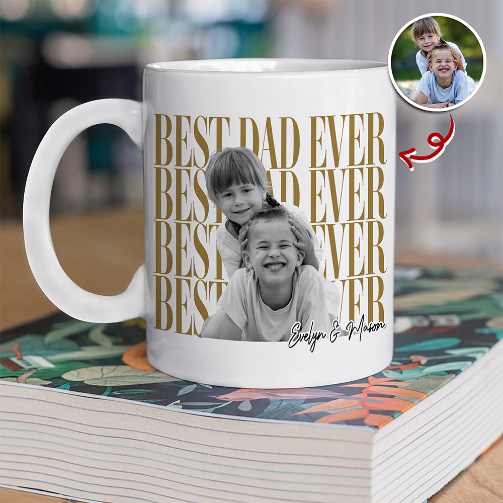 Personalized Vintage Photo Best Dad Mom Ever White Mug - Father’s Day Gift TH10 169959