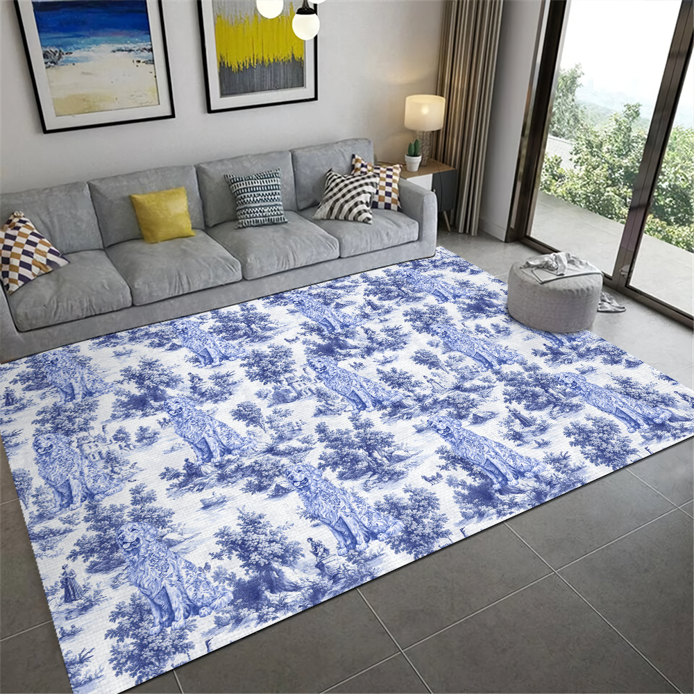 Personalized Dog Toile De Jouy Rug Gift For Dog Lovers HO82 894182