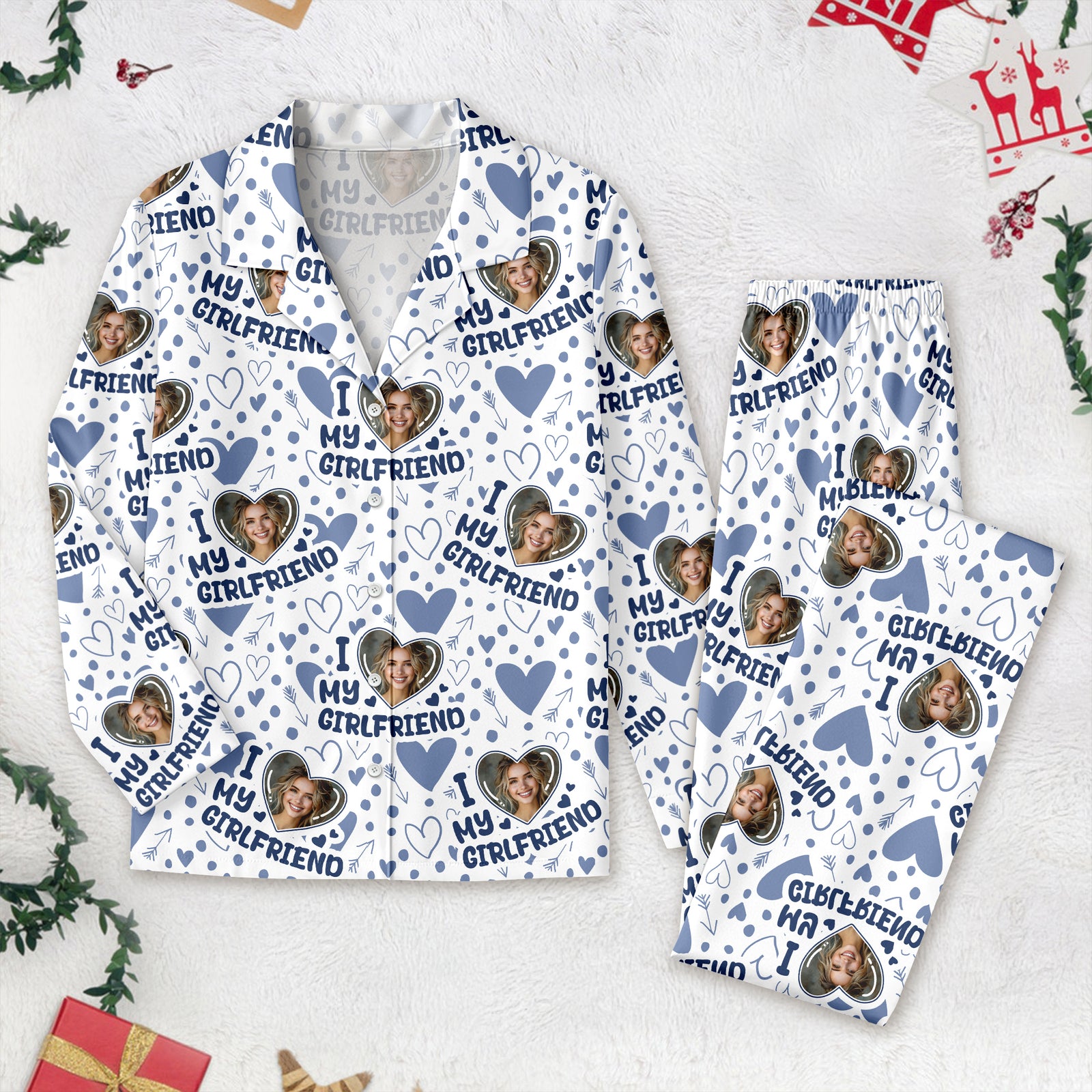 Custom Photo I Love My Boyfriend/Girlfriend Pajamas Gift For Couple LM32 897469