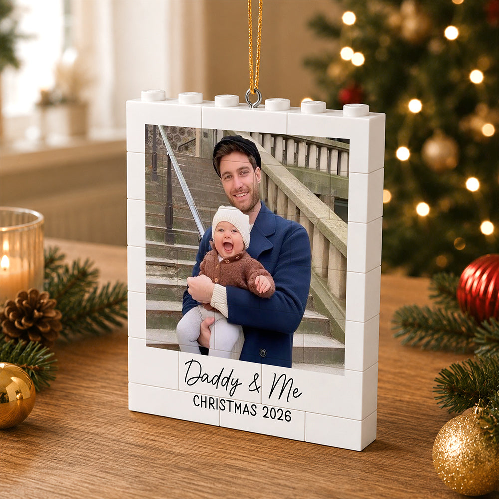 Custom Photo Daddy And Me Building Blocks Ornament For Christmas TH10 170821