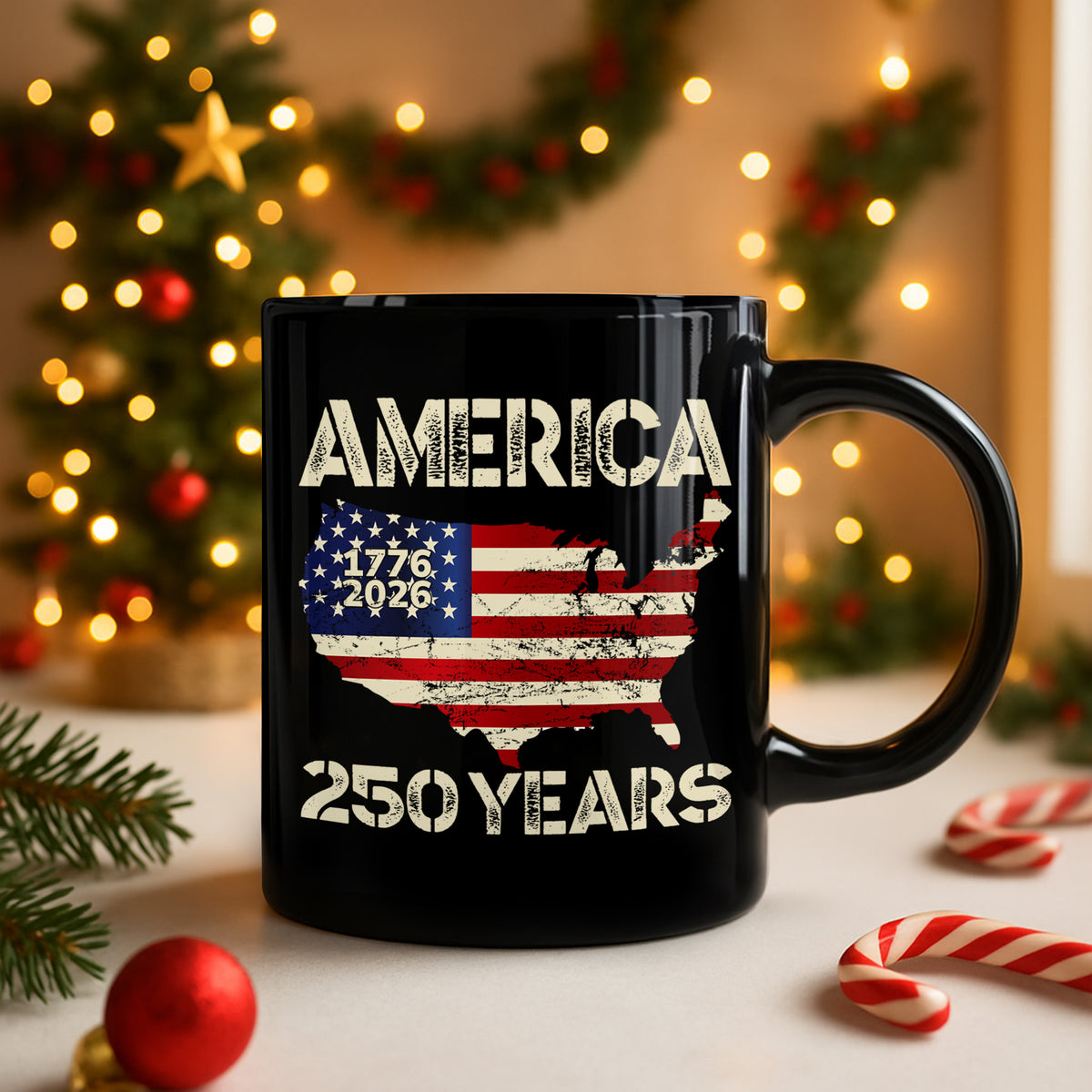 250 Years America Anniversary 250th Independence Day Black Mug HA75 897354