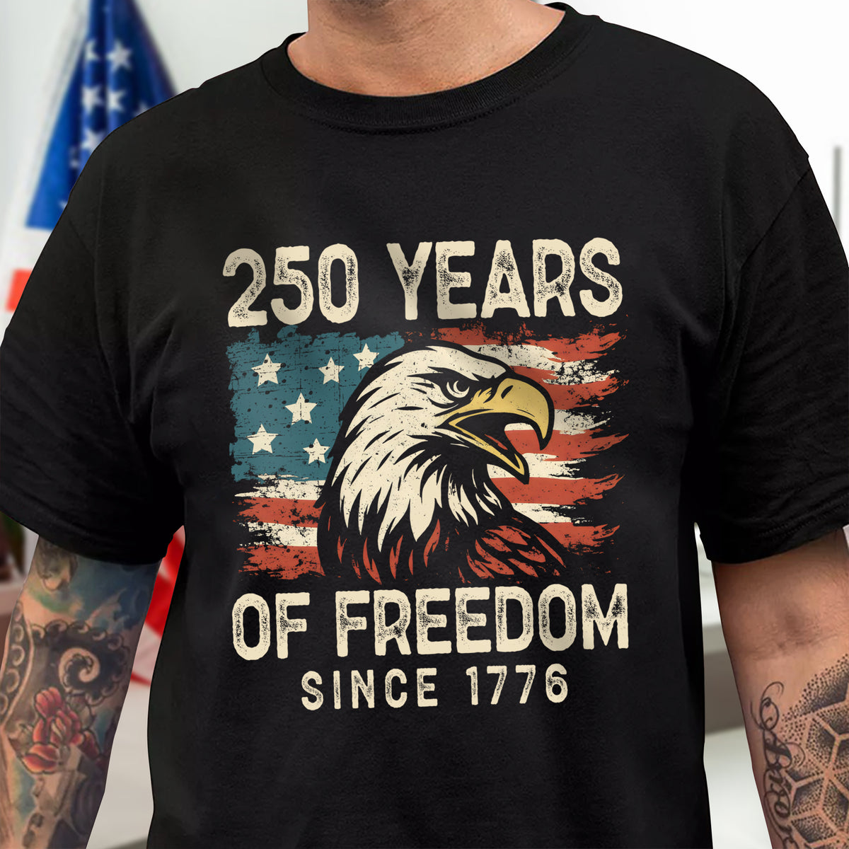 250 Years Of Freedom Since 1776 USA Bald Eagle America Flag Dark Shirt HA75 897366