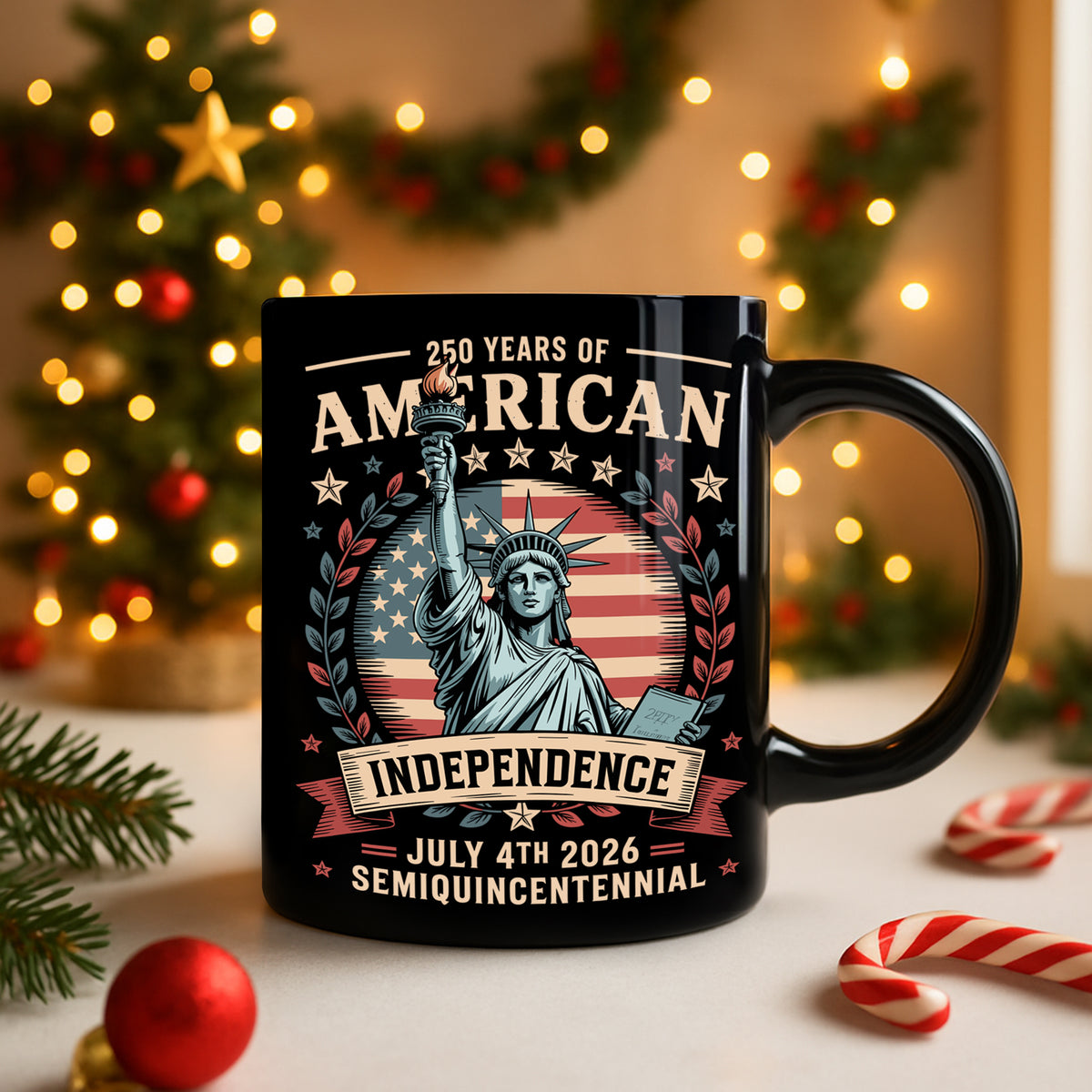 250 Year Of American Independence Black Mug LM32 895295