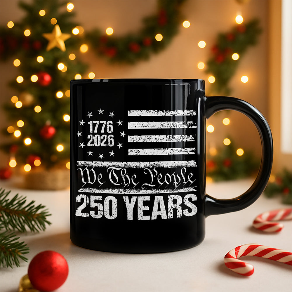 250 Years USA 250th Birthday 1776-2026 Eagle Flag Black Mug HO82 894578