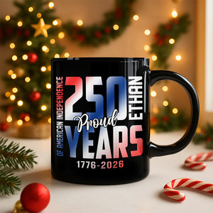 Custom Name 250 Years of American Independence Patriot Black Mug LM32 895149