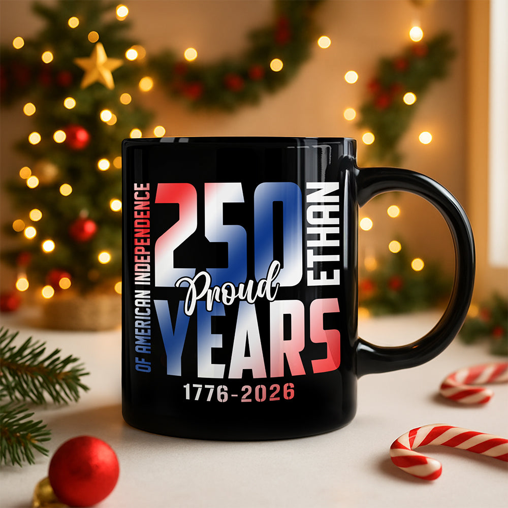 Custom Name 250 Years of American Independence Patriot Black Mug LM32 895149