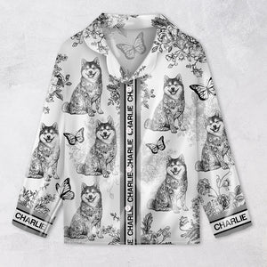 Custom Dog Breeds Chinoiserie Toile De Jouy Style Personalized Satin Pajamas TH10 894401