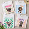 Custom Photo Dog & Cat Portrait Bright Shirt with Pet Name, Retro Vintage Pet Lover Gift TH10 170373